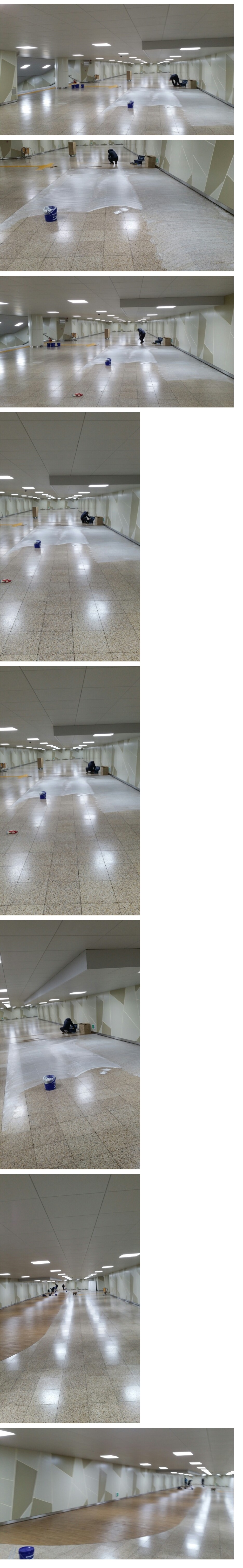 지하철복도 휴식공간 데코타일 시공